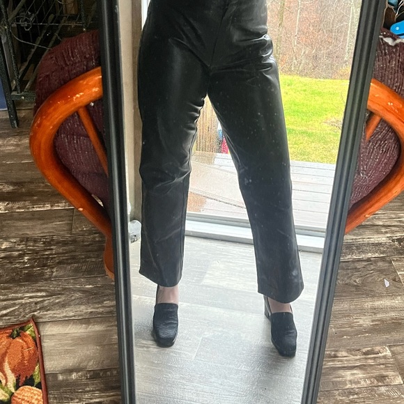 VTG 90s Gothic chic Italian square toe black fabric & leather chunky heels • 7.5 - Picture 11 of 16